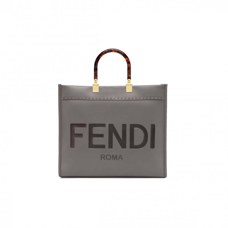 FENDI SUNSHINE MEDIUM - GRAY LEATHER SHOPPERI 8BH386ABVLF1BZC (35*31*17cm)