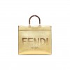 FENDI SUNSHINE MEDIUM - GOLD LAMINATED LEATHER SHOPPER 8BH386AJH7F1GNN (35*31*17cm)