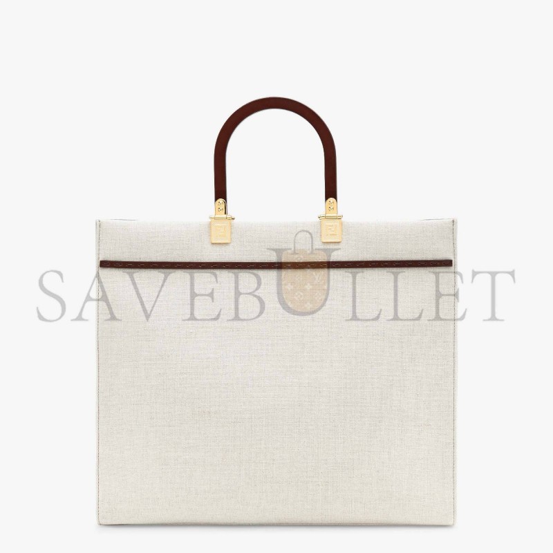 FENDI SUNSHINE MEDIUM - WHITE CANVAS SHOPPER 8BH386AKBSF1HOC (35*31*17cm)