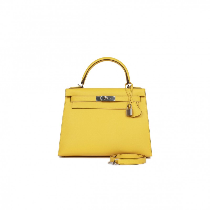 HERMES KELLY SELLIER 28 JAUNE DE NAPLES EPSOM PALLADIUM HARDWARE (28*22*10cm)