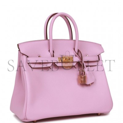 HERMES MASTER BIRKIN 25 MAUVE SYLVESTRE SWIFT ROSE GOLD HARDWARE H049362CDX9 (25*20*13cm)