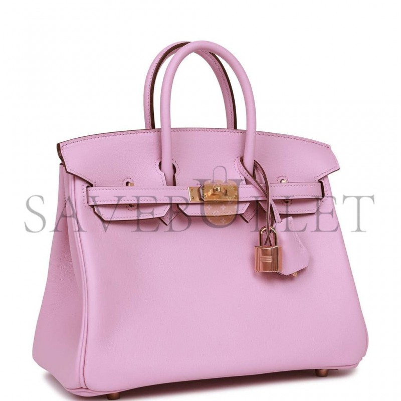 HERMES BIRKIN 25 MAUVE SYLVESTRE SWIFT ROSE GOLD HARDWARE HANDMADE (25cm)