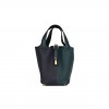 HERMES PICOTIN LOCK 18 CASAQUE VERT CYPRESS, BLEU NUIT AND BLACK CLEMENCE GOLD HARDWARE(18*13*18cm)