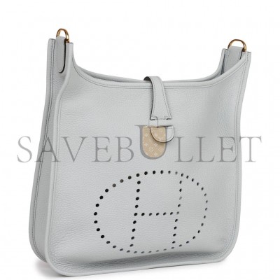 HERMES EVELYNE III PM BLEU LIN CLEMENCE GOLD HARDWARE (29*30*7cm) HERMES EVELYNE III PM BLEU LIN CLEMENCE GOLD HARDWARE (29*30*7cm)