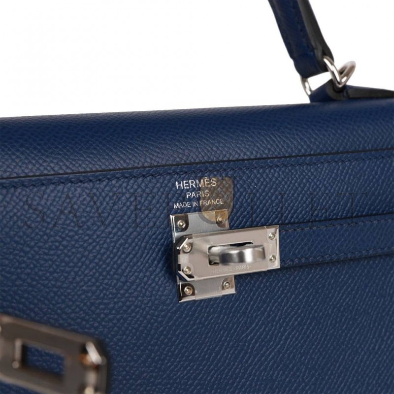 HERMES KELLY SELLIER 25 BLEU SAPHIR EPSOM PALLADIUM HARDWARE   (25*17*7cm)