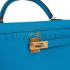 HERMES MINI KELLY SELLIER 20 BLEU FRIDA CHEVRE GOLD HARDWARE (19*12*5.5cm)