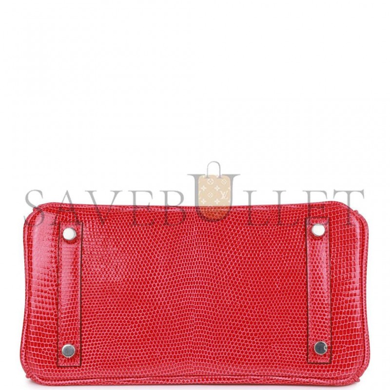 HERMES BIRKIN 25 ROSE EXTREME LIZARD  PALLADIUM HARDWARE (25*19*12cm)