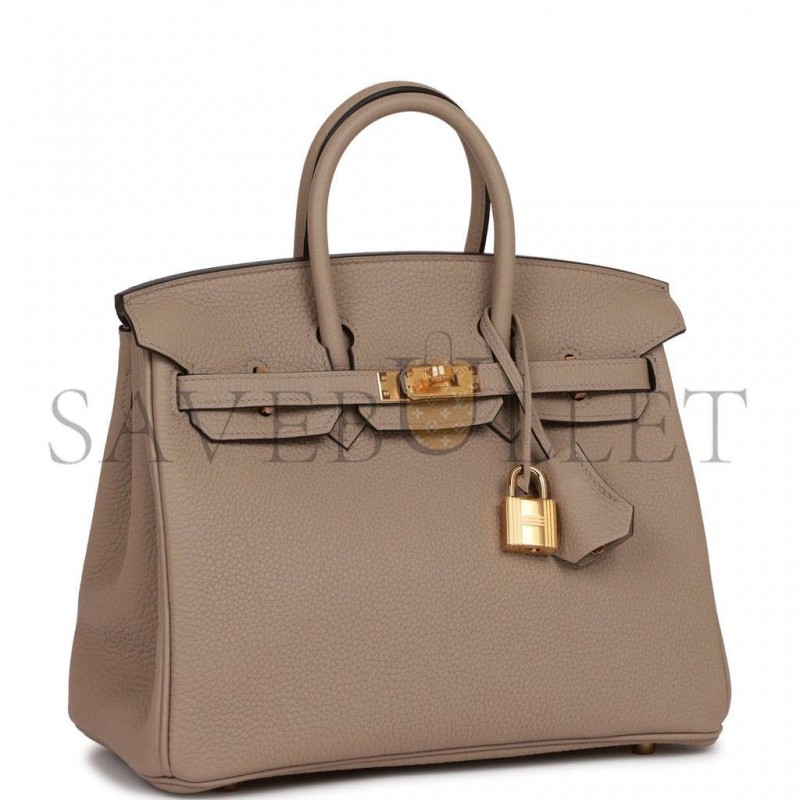HERMES BIRKIN 25 GRIS TOURTERELLE TOGO GOLD HARDWARE HANDMADE (25cm) HERMES BIRKIN 25 GRIS TOURTERELLE TOGO GOLD HARDWARE HANDMADE (25cm)