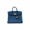 HERMES SPECIAL ORDER (HSS) BIRKIN 25 BLEU SAPHIR AND VERT VERTIGO CHEVRE BRUSHED GOLD HARDWARE HANDMADE (25.cm)