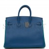 HERMES SPECIAL ORDER (HSS) BIRKIN 25 BLEU SAPHIR AND VERT VERTIGO CHEVRE BRUSHED GOLD HARDWARE HANDMADE (25.cm)