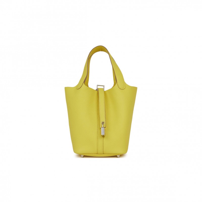 HERMES PICOTIN LOCK 18 LIME CLEMENCE PALLADIUM HARDWARE (18*13*18cm)