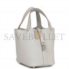 HERMES PICOTIN LOCK 18 GRIS PERLE CLEMENCE PALLADIUM HARDWARE (18*13*18cm)