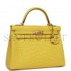 HERMES SPECIAL ORDER (HSS) KELLY RETOURNE 32 MIMOSA MATTE ALLIGATOR GOLD HARDWARE (32.*23*10.5cm)