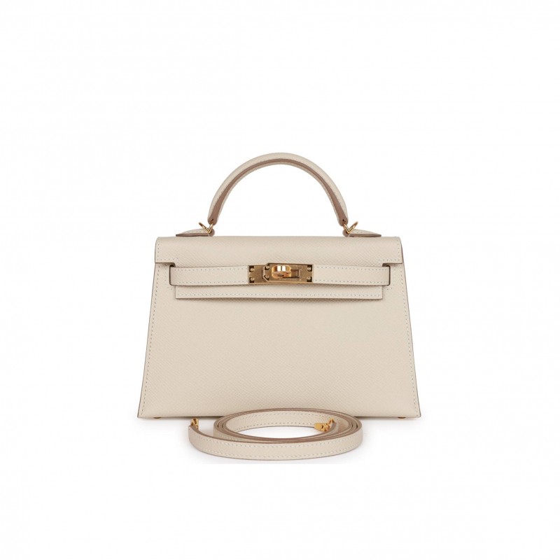 HERMES MINI KELLY SELLIER 20 CRAIE EPSOM GOLD HARDWARE (19*12*5.5cm)