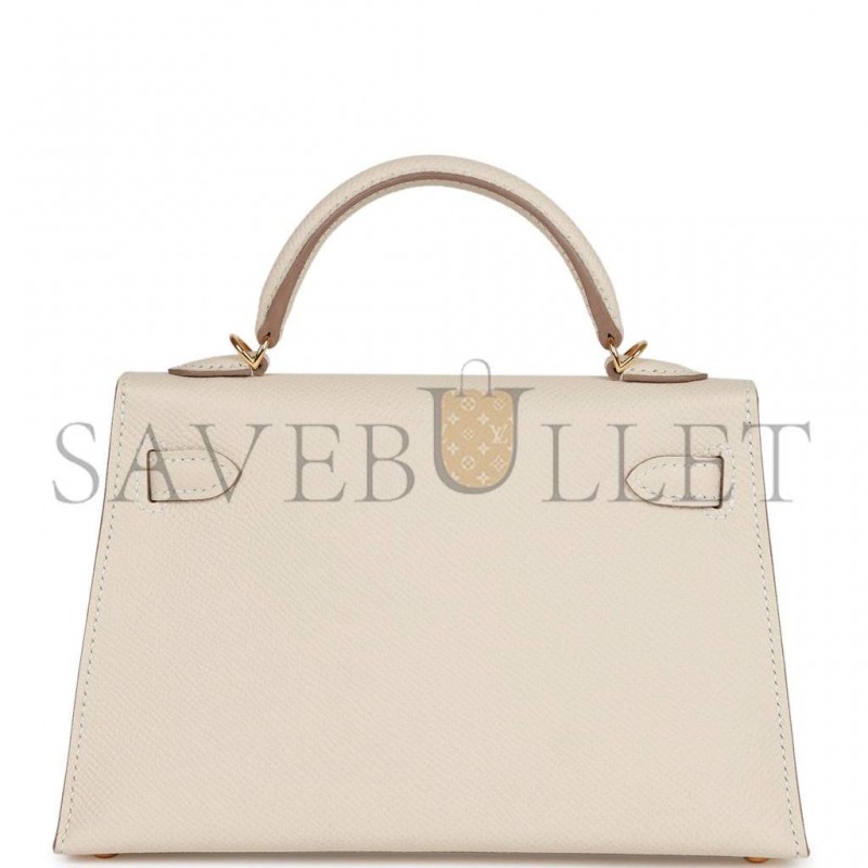 HERMES MINI KELLY SELLIER 20 CRAIE EPSOM GOLD HARDWARE (19*12*5.5cm)