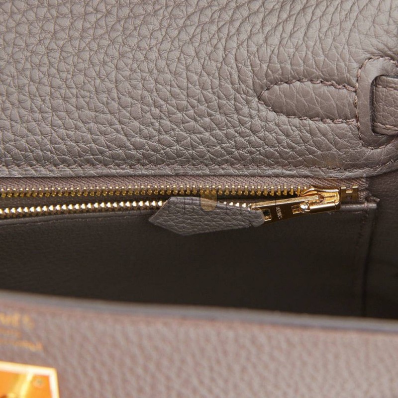 HERMES KELLY RETOURNE 25 ETAIN TOGO GOLD HARDWARE HANDMADE (25*17*7cm)