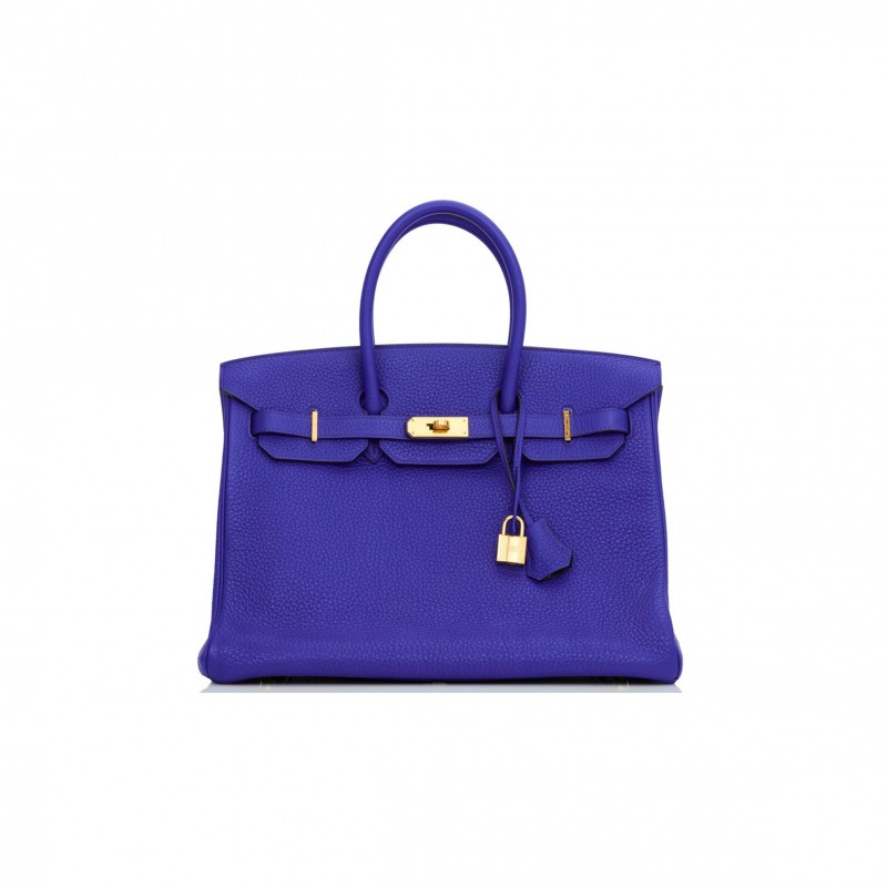 HERMES SPECIAL ORDER (HSS) BIRKIN 35 BLEU ELECTRIC VERSO CLEMENCE GOLD HARDWARE (35*25*18cm)