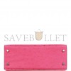 HERMES SPECIAL ORDER (HSS) KELLY SELLIER 25 ROSE TYRIEN VERSO OSTRICH PALLADIUM HARDWARE HANDMADE (25*17*7cm)