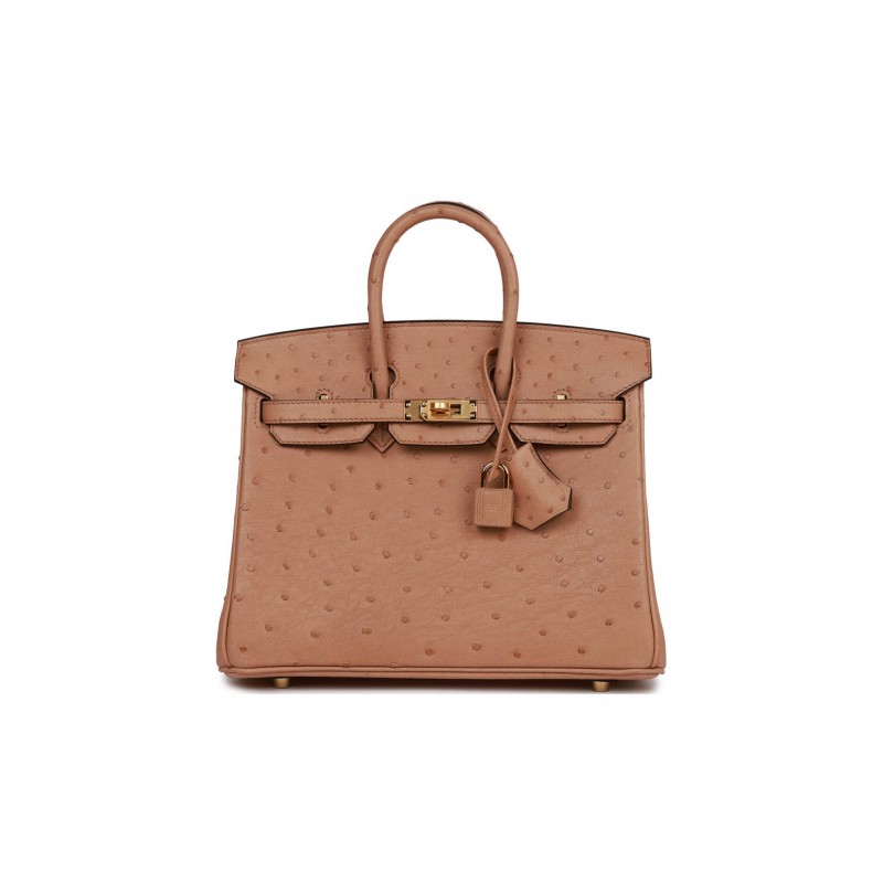 HERMES BIRKIN 25 CHAI OSTRICH GOLD HARDWARE (25cm)