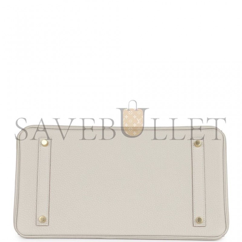 HERMES BIRKIN 35 GRIS PERLE TOGO GOLD HARDWARE 39891068813406 (35cm)