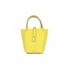 HERMES PICOTIN LOCK 18 MIMOSA MATTE ALLIGATOR AND LIME CLEMENCE TOUCH PALLADIUM HARDWARE(18*13*18cm)