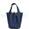 HERMES PICOTIN LOCK 18 BLEU SAPHIR MAURICE PALLADIUM HARDWARE (18*13*18cm)