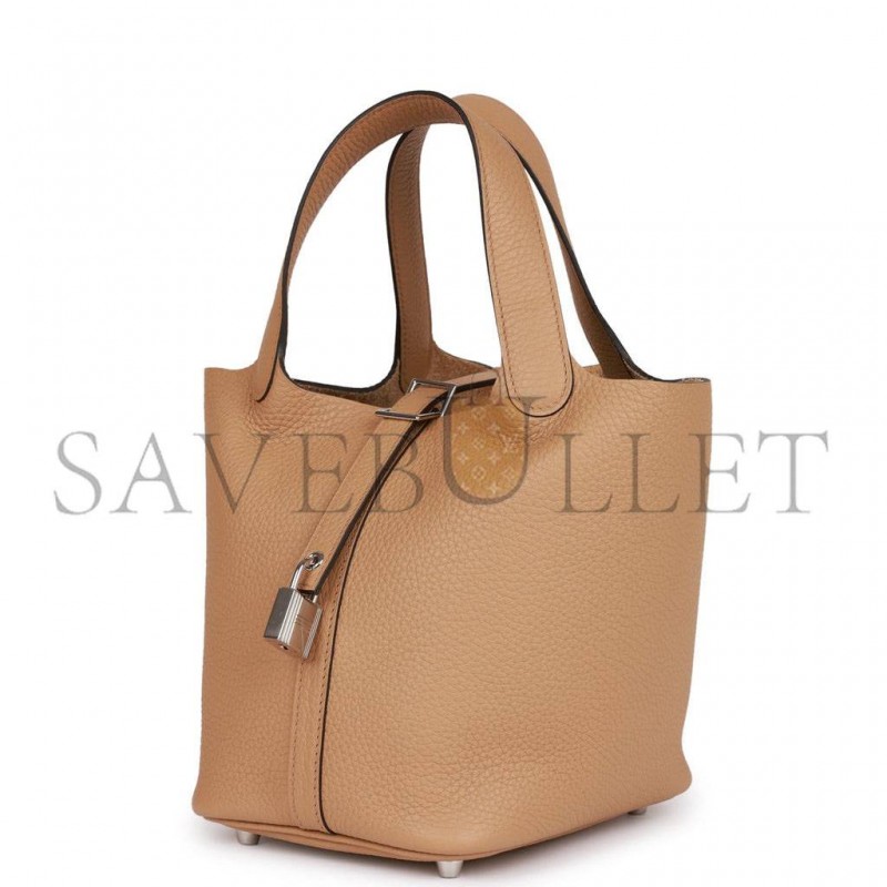 HERMES PICOTIN LOCK 18 CHAI CLEMENCE PALLADIUM HARDWARE (18*13*18cm)