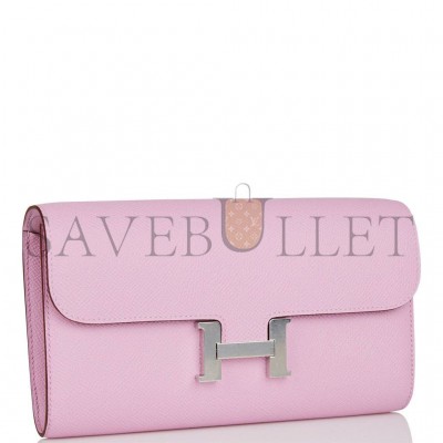 HERMES CONSTANCE WALLET TO GO MAUVE SYLVESTRE EPSOM PALLADIUM HARDWARE (20*11*4cm) HERMES CONSTANCE WALLET TO GO MAUVE SYLVESTRE EPSOM PALLADIUM HARDWARE (20*11*4cm)