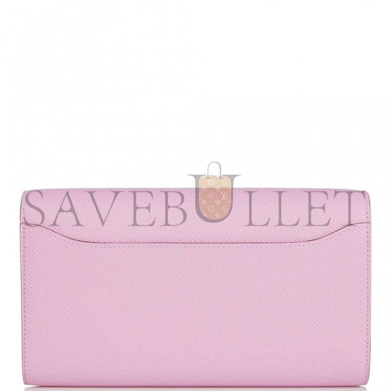 HERMES CONSTANCE WALLET TO GO MAUVE SYLVESTRE EPSOM PALLADIUM HARDWARE (20*11*4cm)