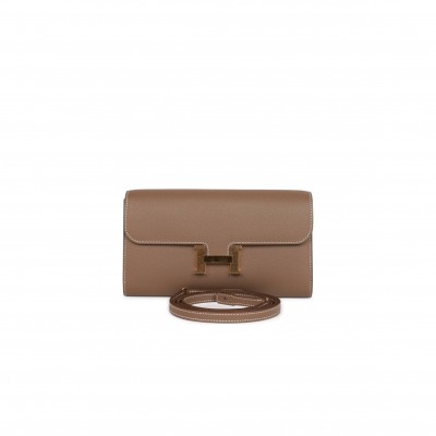 HERMES MASTER CONSTANCE WALLET TO GO ETOUPE EPSOM GOLD HARDWARE (20*11*4cm)