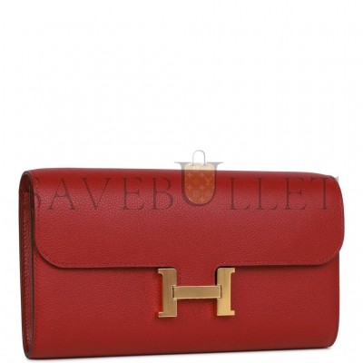 HERMES CONSTANCE WALLET TO GO ROUGE GRENAT EVERCOLOR GOLD HARDWARE (20*11*4cm) HERMES CONSTANCE WALLET TO GO ROUGE GRENAT EVERCOLOR GOLD HARDWARE (20*11*4cm)