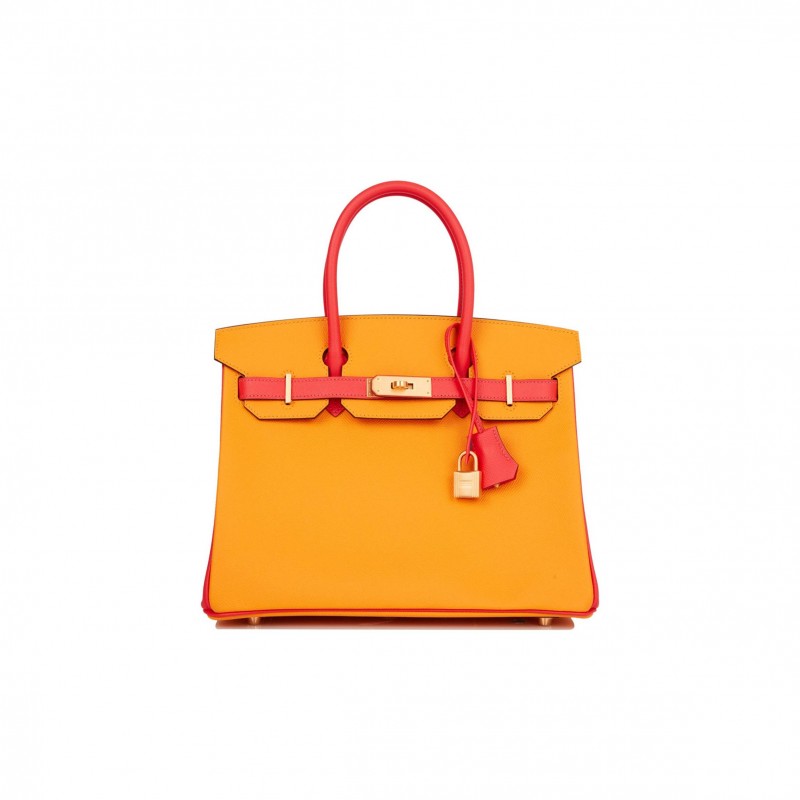 HERMES SPECIAL ORDER (HSS) BIRKIN 30 JAUNE D'OR AND ROSE JAIPUR EPSOM BRUSHED GOLD HARDWARE ( 30cm*22*16cm)