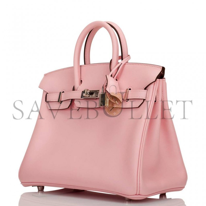 HERMES BIRKIN 25 ROSE SAKURA JONATHAN PALLADIUM HARDWARE HANDMADE (25cm)