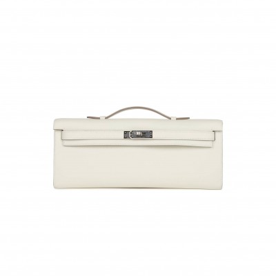 HERMES MASTER KELLY CUT MUSHROOM SWIFT PALLADIUM HARDWARE (30*12*3cm)