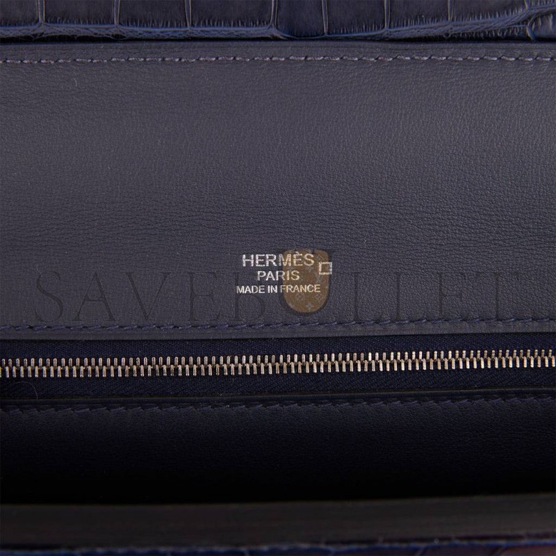 HERMES 2424 BAG 29 BLEU NUIT ALLIGATOR AND TOGO TOUCH PALLADIUM HARDWARE (29*24*15cm)