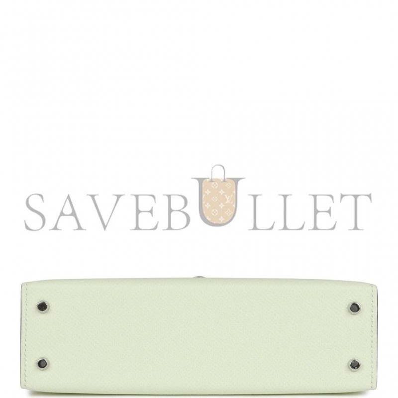 HERMES MINI KELLY SELLIER 20 VERT FIZZ EPSOM PALLADIUM HARDWARE (19*12*5.5cm)