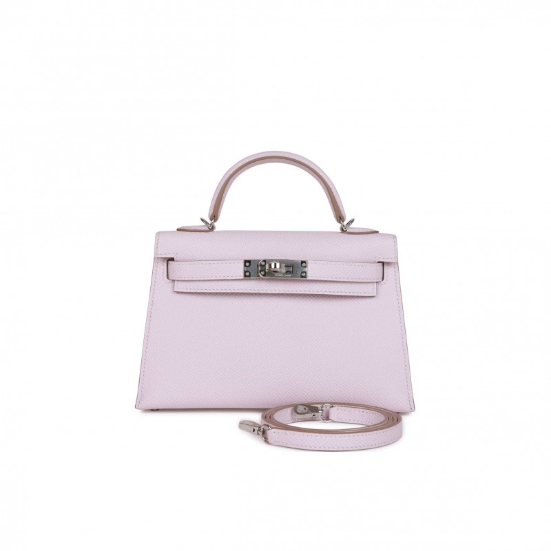 HERMES MINI KELLY SELLIER 20 MAUVE PALE EPSOM PALLADIUM HARDWARE (19*12*5.5cm)