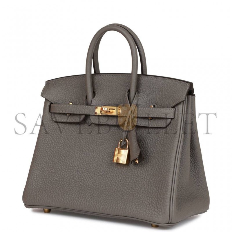 HERMES BIRKIN 25 GRIS MEYER TOGO GOLD HARDWARE HANDMADE  (25cm)