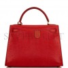 HERMES KELLY SELLIER 28 ROUGE VIF LIZARD NILOTICUS GOLD HARDWARE (28*22*10cm)