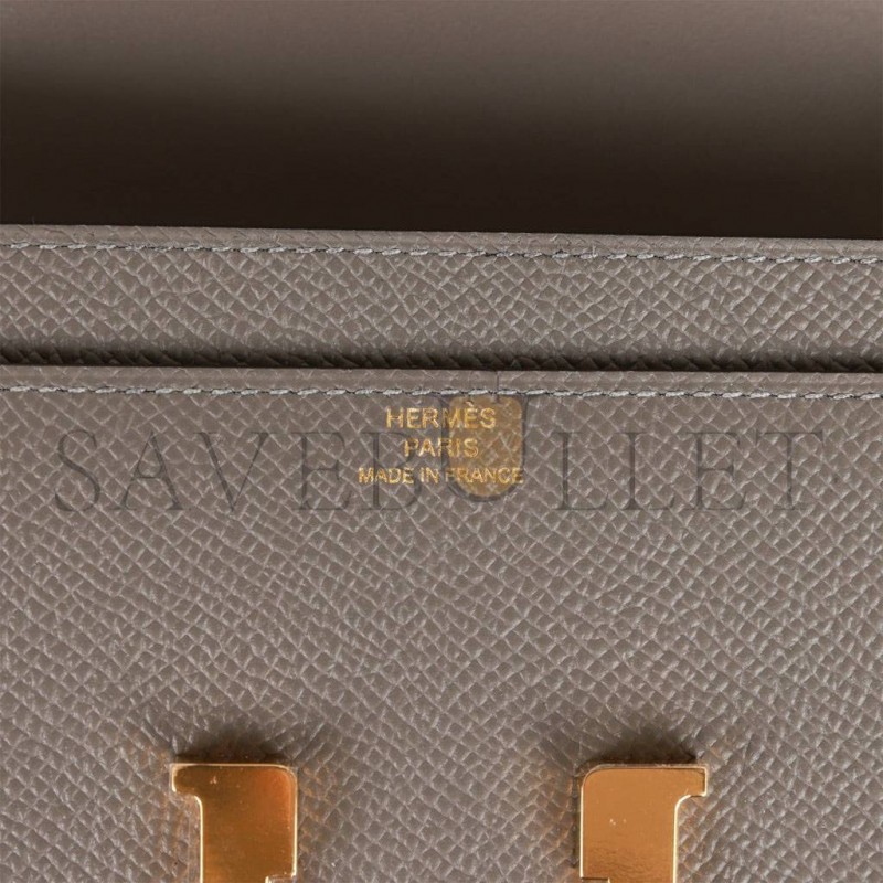 HERMES CONSTANCE WALLET TO GO GRIS MEYER EPSOM GOLD HARDWARE (20.5 x 13 x 2cm)