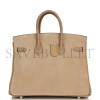 HERMES BIRKIN 25 GRIS CAILLOU GRIZZLY AND SWIFT PALLADIUM HARDWARE HANDMADE (25cm)