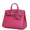 HERMES BIRKIN SELLIER 25 ROSE POURPRE OSTRICH PALLADIUM HARDWARE HANDMADE (25cm)