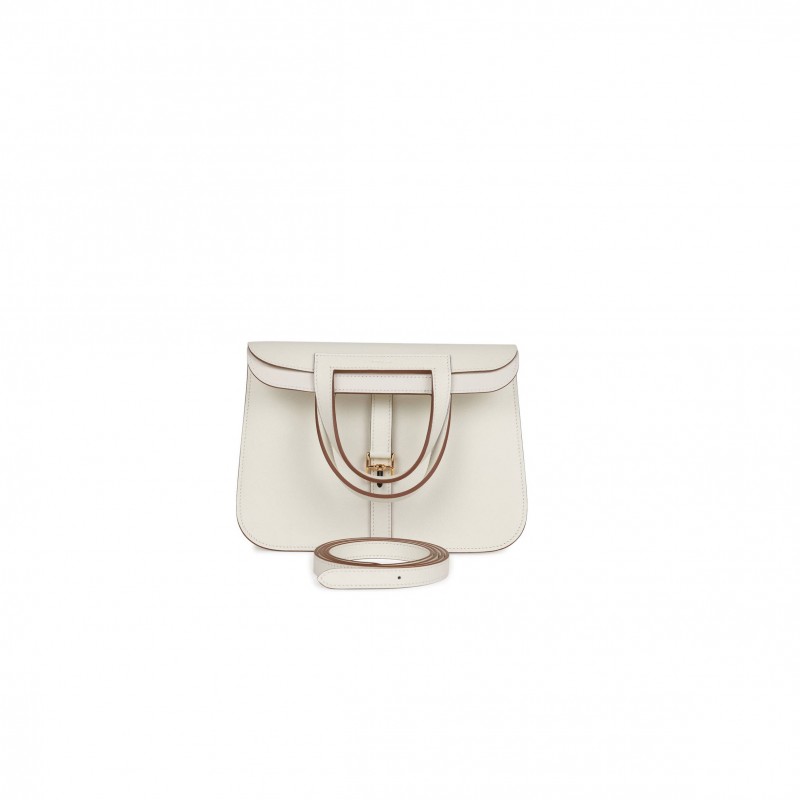 HERMES HALZAN 25 WHITE EVERCOLOR GOLD HARDWARE (25cm)