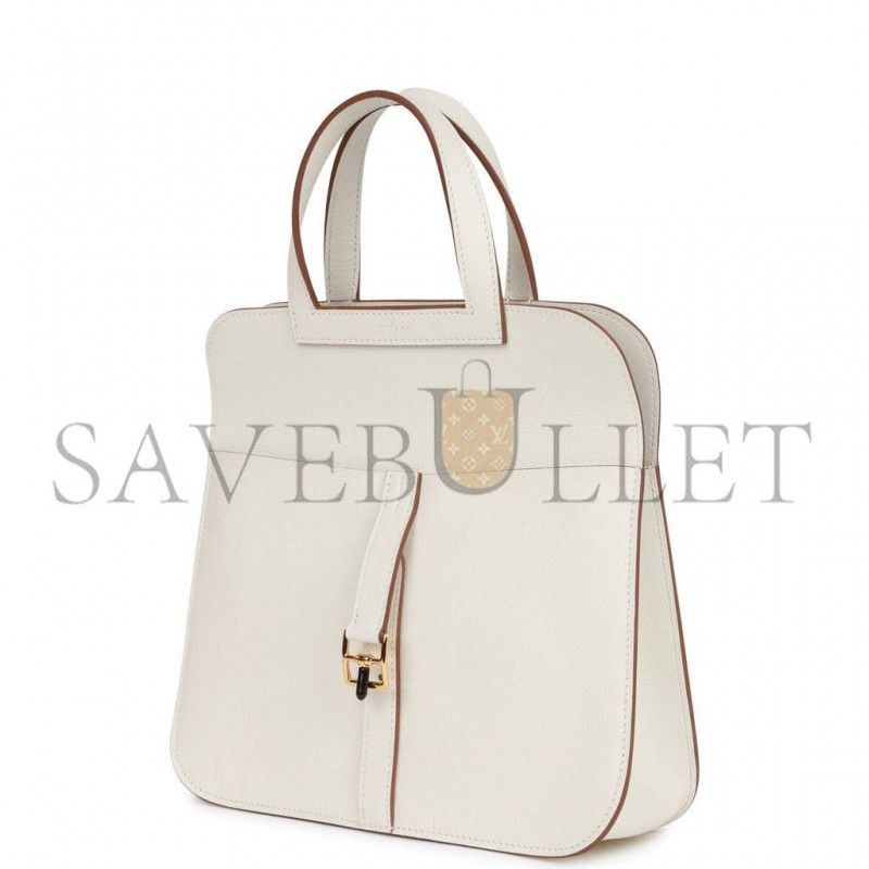 HERMES HALZAN 25 WHITE EVERCOLOR GOLD HARDWARE (25cm)