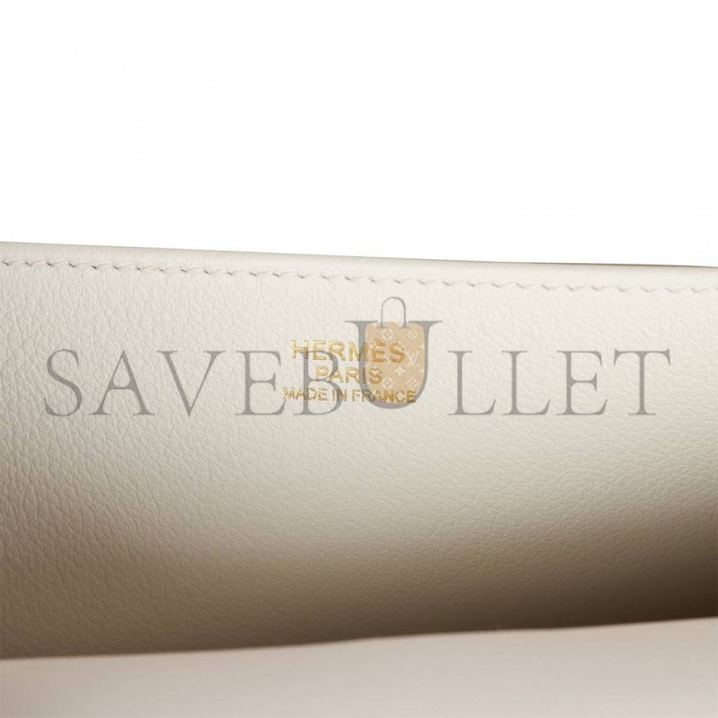 HERMES HALZAN 25 WHITE EVERCOLOR GOLD HARDWARE (25cm)