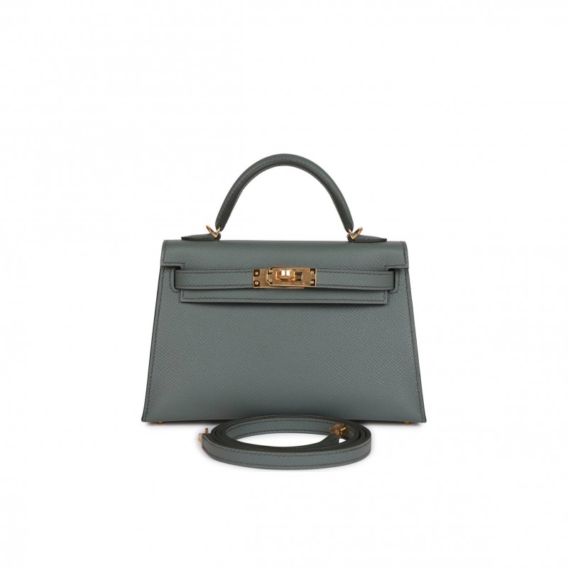 HERMES MINI KELLY SELLIER 20 VERT AMANDE EPSOM GOLD HARDWARE (19*12*5.5cm)