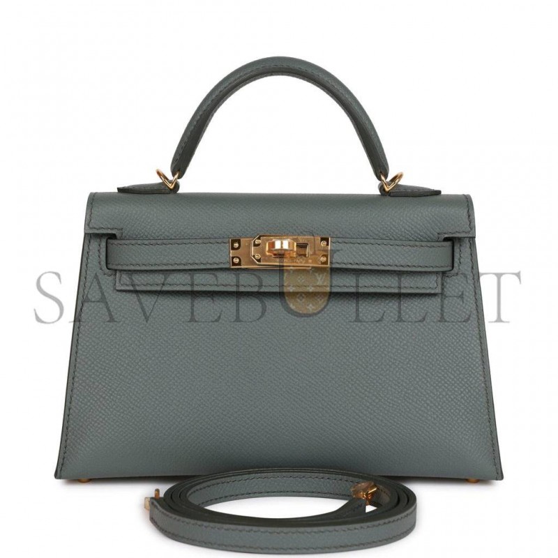 HERMES MINI KELLY SELLIER 20 VERT AMANDE EPSOM GOLD HARDWARE (19*12*5.5cm)