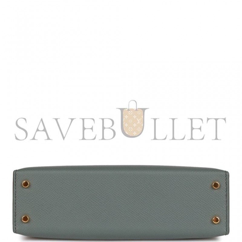 HERMES MINI KELLY SELLIER 20 VERT AMANDE EPSOM GOLD HARDWARE (19*12*5.5cm)