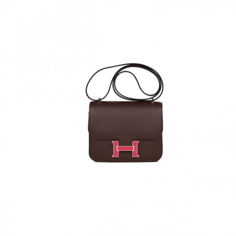 HERMES CONSTANCE 18 ROUGE SELLIER EPSOM PALLADIUM HARDWARE 39835891728478 (18cm)