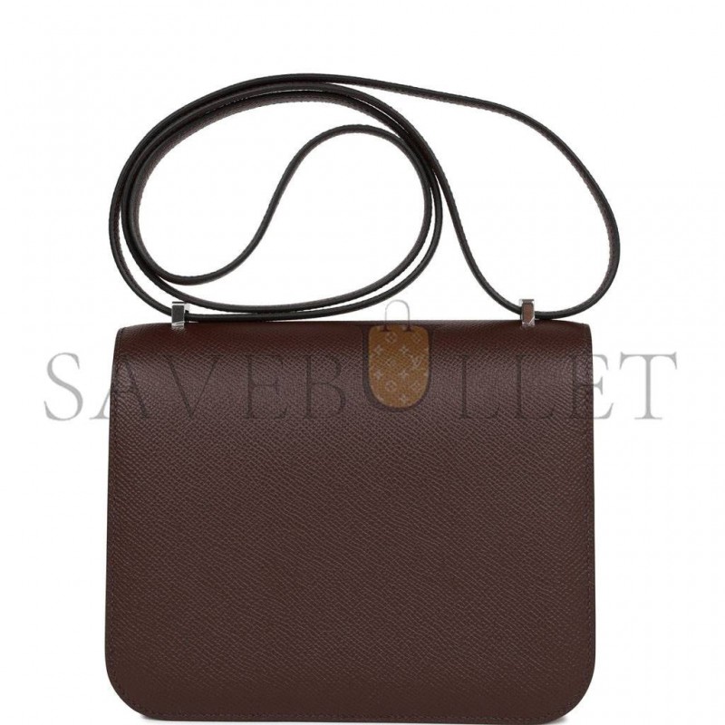 HERMES CONSTANCE 18 ROUGE SELLIER EPSOM PALLADIUM HARDWARE 39835891728478 (18cm)